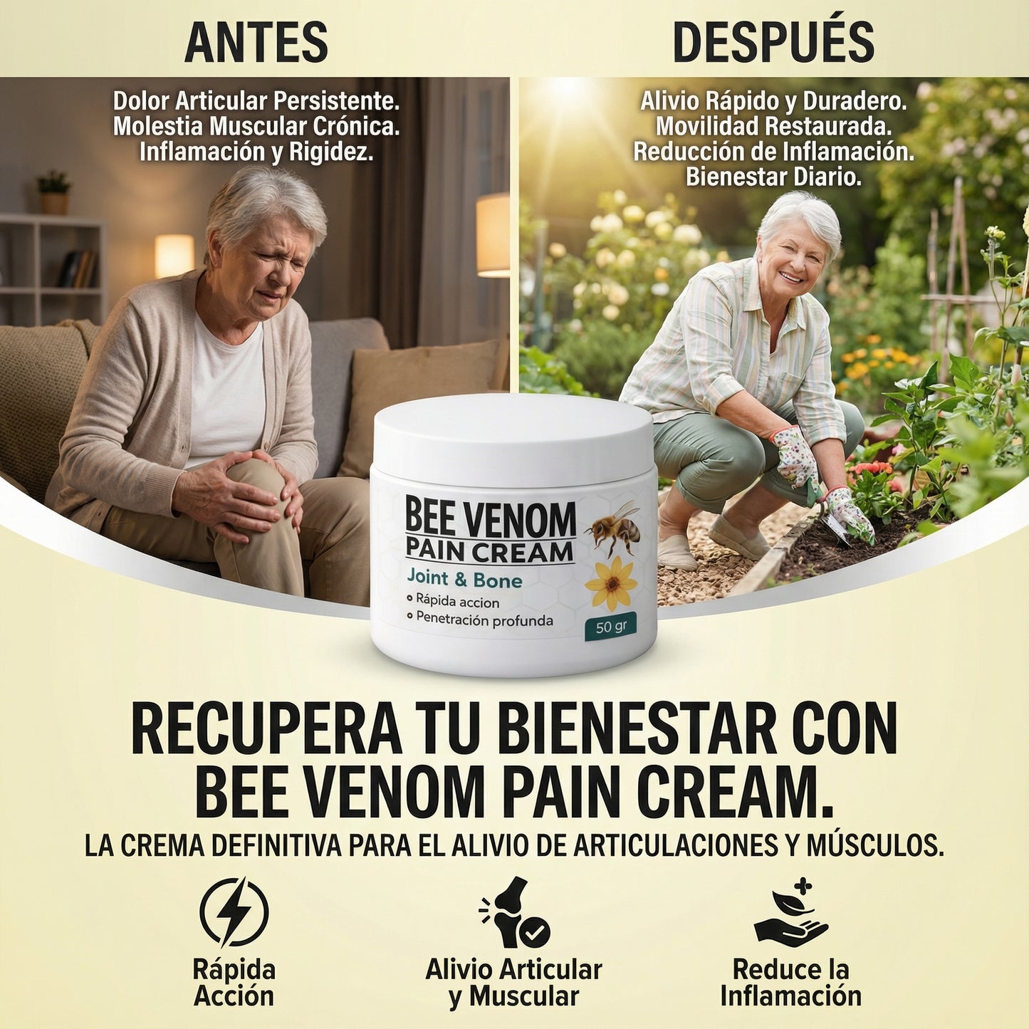 Bee Venom Pain Cream – Acción Rápida y Profunda