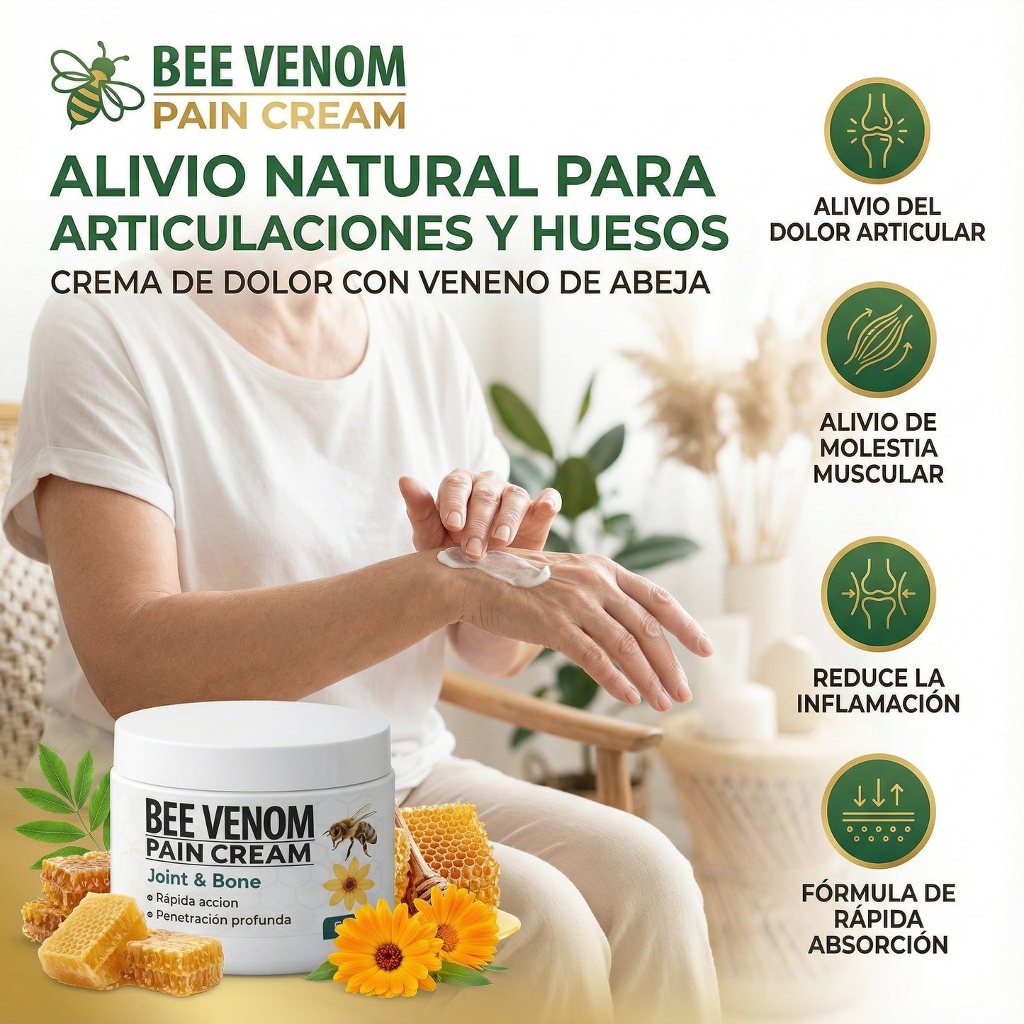 Bee Venom Pain Cream – Acción Rápida y Profunda